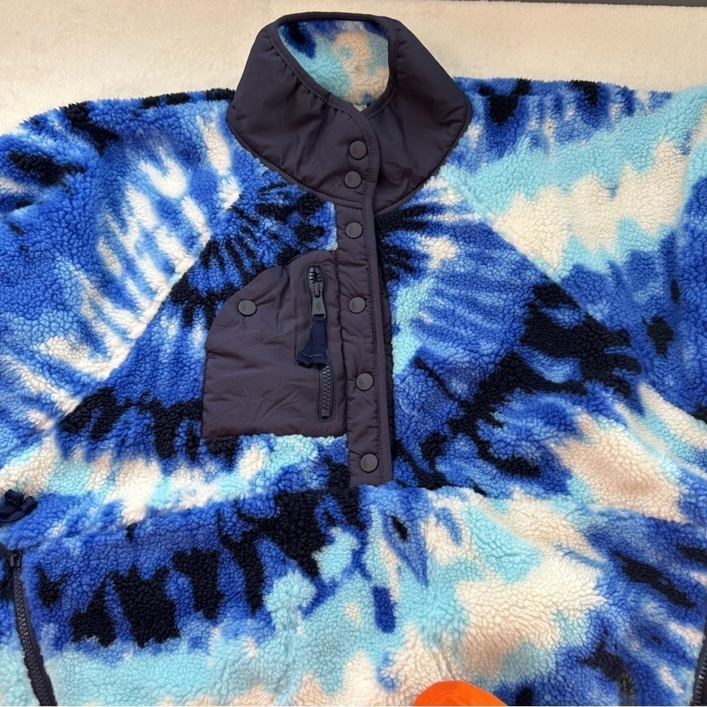 NWT Free People Movement Rocky Ridge Fleece Pullover Jacket Ocean Tie Dye Combo - Picture 12 of 13